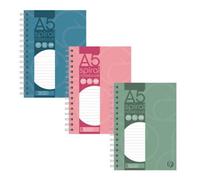 Martello Premium A5 Spiral Notebook Assorted 200 Lined Pages Includes Side Margins For Organised Notes And Structured Writing Smooth 80Gsm