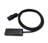 Marten 230v 16a PCE Plug Black to 13a 2 Gang 1.5mm HO7RN-F Rubber (1m)