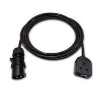Marten 230v 16a PCE Plug Black to 13a Single Gang 1.5mm HO7RN-F Rubber (5m)