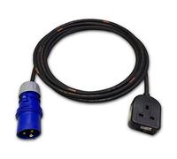 Marten 230v 16a PCE Plug Blue to 13a Single Gang 1.5mm HO7RN-F Rubber (2m)