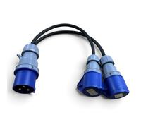 Marten 32A Plug to 2 x 16A Sockets Splitter - H07RN-F 3G2.5mm² Rubber Cable - 230V IP44 Industrial Power Splitter - UK Assembled & Tested