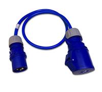 Marten® Marten 230V 16a Plug to 32a Coupler Socket 1 Meter Lead 4mm Blue Cable