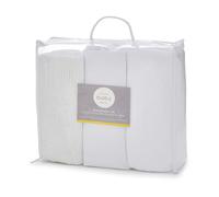 Martex Baby Toddler White Cot Bed Starter Set - Includes Two Cotton Fitted Sheets, One Cellular Blanket, One Polar Fleece Blanket - Anti-Allergy, Antimicrobial