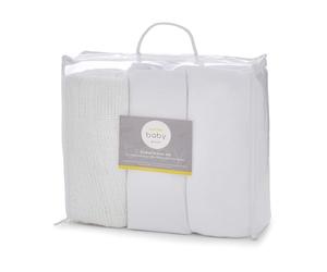 Martex Baby Toddler White Cot Bed Starter Set - Includes Two Cotton Fitted Sheets, One Cellular Blanket, One Polar Fleece Blanket - Anti-Allergy, Antimicrobial