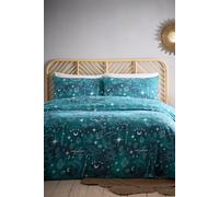 Charlotte Thomas Celestial Green Duvet Cover Set Sun, Moon and Stars Bedding Dark Green Bed Lining with Pillowcases Super King