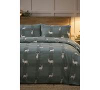 Check Stag Brushed Cotton Duvet Cover Set Martex Grey Super King