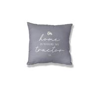 Martex Filled Polyester Cushion - 45 x 45cm - Home is where my tractor is in Grey | Size: 45 cm x 45 cm Martex Grey 45 cm x 45 cm