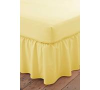 Martex Poetry Plain Dye Polycotton Platform Valance Sheet Frilled in Lemon | Size: King Martex Lemon King