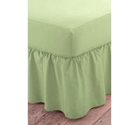 Martex Poetry Plain Dye Polycotton Platform Valance Sheet Frilled in Pale Green | Size: Single Martex Pale Green Single