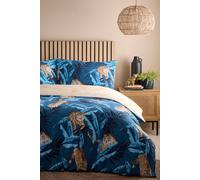 Simply Charlotte Tiger Single Duvet Cover Reversible Bedding Bed Set Blue