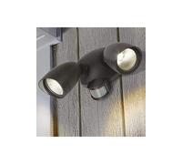 'Martha' Black Double Floodlight With Sensor LED Outdoor CGC Lighting Black One Size