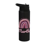 Martha Name Personalized Funny Women Pink Rainbow Martha Stainless Steel Insulated Water Bottle