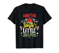 Martha Santa's Little Helper Martha Christmas Name Value Graphic T-Shirt, Men, Black, M
