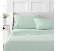 Martha Stewart 100% Cotton King Sheet Set - 4 Piece, Soft, Smooth, Durable, Easy Care, 16" Deep Pocket Sheet, Bedding Sheet, Sateen Sheet, 1 Flat, 1 Fitted, 2 Pillowcases, Mint Green