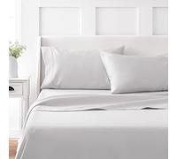 Martha Stewart 100% Cotton King Sheet Set - 4 Piece, Soft, Smooth, Durable, Easy Care, 16" Deep Pocket Sheets, Bedding Sheets, Sateen Sheets, 1 Flat, 1 Fitted, 2 Pillowcases, Gray