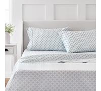 Martha Stewart 100% Cotton Queen Sheet Set - 4 Piece, Soft, Smooth, Durable, Easy Care, 16" Deep Pocket Sheets, Sateen Sheets, 1 Flat, 1 Fitted, 2 Pillowcases, China Blue