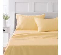 Martha Stewart 100% Cotton Queen Sheet Set - 4 Piece, Soft, Smooth, Durable, Easy Care, 16" Deep Pocket Sheets, Bedding Sheets, Sateen Sheets, 1 Flat, 1 Fitted, 2 Pillowcases, Yellow