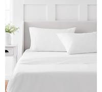 Martha Stewart 100% Cotton Queen Sheet Set - 4 Piece, Soft, Smooth, Durable, Easy Care, 16" Deep Pocket Sheets, Bedding Sheets, Sateen Sheet, 1 Flat, 1 Fitted, 2 Pillowcases, White