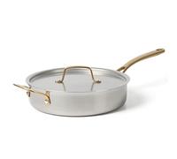 Martha Stewart 3.5 Qt Vintage Triply Stainless Steel Everyday Sauté Pan w/Lid & Gold Handles