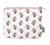 Martha Stewart Accessories Pouch with Zipper Closure, 6" x 7.75" Multi-Pocket Organizer for Office Supplies, Toiletries, Makeup, Travel Essentials with 2 Interior Zip Pockets (Sunshine Bouquet)