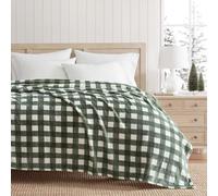 Martha Stewart - Blanket, Incredibly Soft Throw Blanket for Couch or Bed, Printed Plush & Oversized Bedding (Madison Gingham Green, 60" x 70")