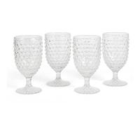 Martha Stewart Chauncey 4-Pack 14.2 oz Hobnail Handmade Glass Goblet - Clear