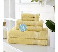 Martha Stewart Egyptian Cotton Towel Set - 6 Piece, 500 GSM, Plush Bath Towel Set, 2 Bath Towels, 2 Hand Towels, 2 Washcloths, Bathroom Essentials, Yellow