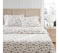 Martha Stewart - Flannel Sheets Queen Size, Anti-Pilling & Wrinkle Resistant Cotton, Touchably Soft for All-Season Comfort - Bed Sheets with Matching Pillowcases & Fitted Sheet (Ski Village Green)