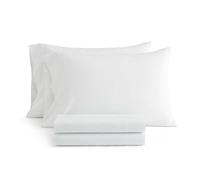 Martha Stewart - Full Size Sheet Set, Crisp & Tailored Bedding with a Smooth Cotton Percale Feel, Deep Pocket, Bed Sheets with Matching Pillowcases & Fitted Sheet (Dotted Stripe Green)