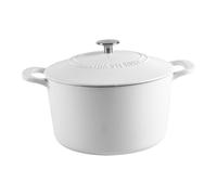MARTHA STEWART Gatwick 7 QT Enamel Cast Iron Dutch Oven, Matte White, White Matte