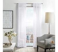 Martha Stewart Glacier Sheer Rod Pocket Window Curtain Panel Pair, 84", White