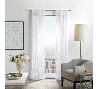 Martha Stewart Glacier Sheer Rod Pocket Window Curtain Panel Pair, 95", White