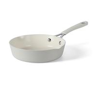 Martha Stewart Heathland 8 Inch Aluminum Fry Pan Cookware Non-Toxic Premium Ceramic Non Stick Frying Pan, Kitchen Egg Pan, Omelet Pan, Always Pan, Pots and Pans, Linen White, Induction Safe