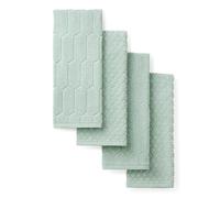 Martha Stewart Honeycomb Chambray Textured Kitchen Towel 4-Pack Set, 100% Cotton with Absorbent Terrycloth, Decorative Kitchen Towels, Mint Green, 16"x28"