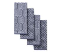 Martha Stewart Honeycomb Chambray Textured Kitchen Towel 4-Pack Set, 100% Cotton with Absorbent Terrycloth, Decorative Kitchen Towels, Navy Blue, 16"x28"