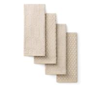Martha Stewart Honeycomb Chambray Textured Kitchen Towel 4-Pack Set, 100% Cotton with Absorbent Terrycloth, Decorative Kitchen Towels, Natural, 16"x28"