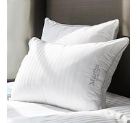 Martha Stewart Hotel Collection Pillow 500 Thread Count Damask Stripe Embroidered Feathers Soft Hypoallergenic 100% Cotton Queen Size Set of 2