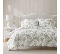 Martha Stewart - King Duvet Cover Set, Smooth Sateen Front with Subtle Sheen & Lightweight Cotton Percale Reverse, 3 Piece Bed Set with Matching Pillowcases (Avery Floral Grey)