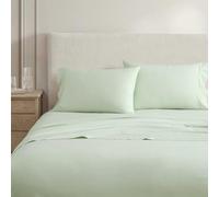 Martha Stewart - King Size Sheets Set, Crisp & Tailored Cooling Sheets w/a Naturally Smooth Cotton Percale Lightweight Feel - Matching Pillowcases & Fitted Sheet (Skylands Solid Green)