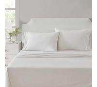Martha Stewart - King Size Sheets Set, Crisp & Tailored Cooling Sheets w/a Naturally Smooth Cotton Percale Lightweight Feel - Bed Sheets with Matching Pillowcases & Fitted Sheet (Stripe White)