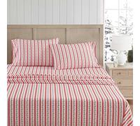 Martha Stewart - King Size Sheets Set, Crisp & Tailored Cooling Sheets w/a Naturally Smooth Cotton Percale Lightweight Feel - Bed Sheets with Matching Pillowcases & Fitted Sheet (Rose Ribbon Red)