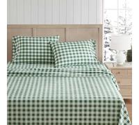 Martha Stewart - King Size Sheets Set, Crisp & Tailored Sheets w/a Naturally Smooth Cotton Percale Lightweight Feel - Bed Sheets w/Matching Pillowcases (Madison Gingham Green)