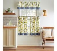 Martha Stewart Lemons 3-Piece Window Curtain Valance and Tiers Set, Yellow | Yellow