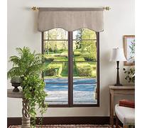 Martha Stewart Lined Scallop Window Curtain Valance, Polyester, Linen | Velvet Lined Scallop