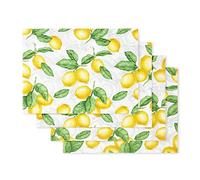 Martha Stewart Lots of Lemons Placemat Set, 13"x17.5", White/Yellow