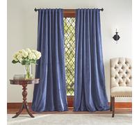 Martha Stewart Lucca Velvet Blackout Back Tab Window Curtain Panel Pair, 95", Navy