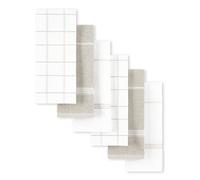 Martha Stewart Modern Waffle Kitchen Towel Set 6-Pack, Linen, 16"x28"
