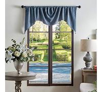 MARTHA STEWART Naples Chenille Solid Window Curtain Valance, Navy