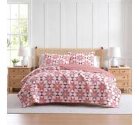Martha Stewart - Queen Cotton Percale Quilt with Shams, Reversible Bedding