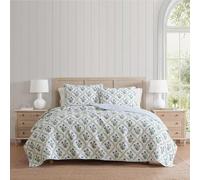 Martha Stewart - Queen Quilt Set, 100% Soft Cotton Floral Bedding for Year Round Comfort, 3 Piece Bed Set with Matching Pillowcases (Chloe Green)